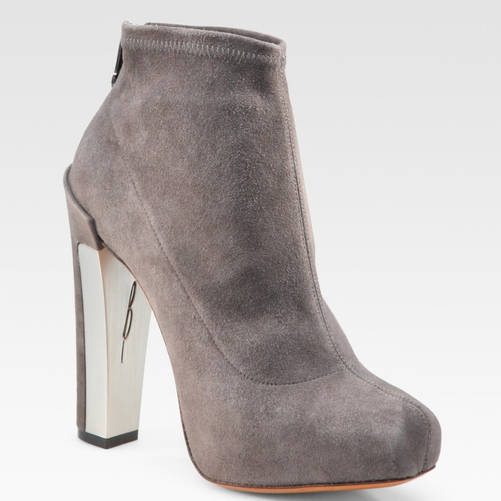 B Brian Atwood Edeline Grey Ankle Boots Booties
